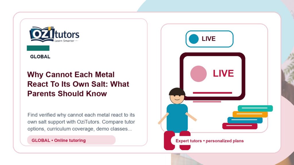 Why Cannot Each Metal React To Its Own Salt: What Parents Should Know - OziTutors blog image