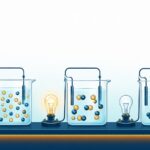 Chemistry diagram of three beakers with light bulbs showing strong, weak and non-electrolyte conductivity