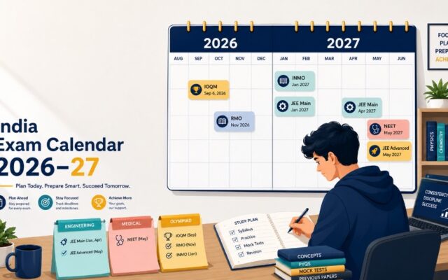 India Exam Calendar 2026–27: IOQM, JEE Main, JEE Advanced and NEET Dates